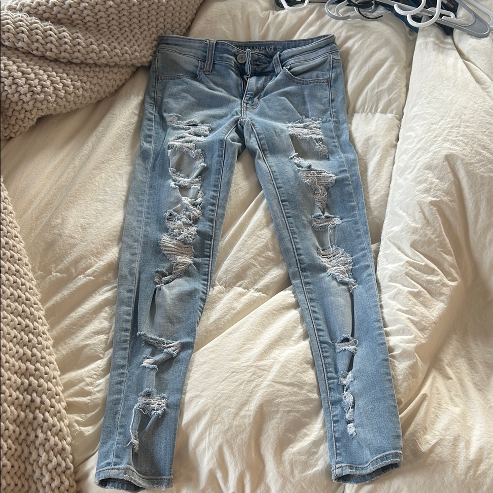 American Eagle Distressed Light Blue Jeans